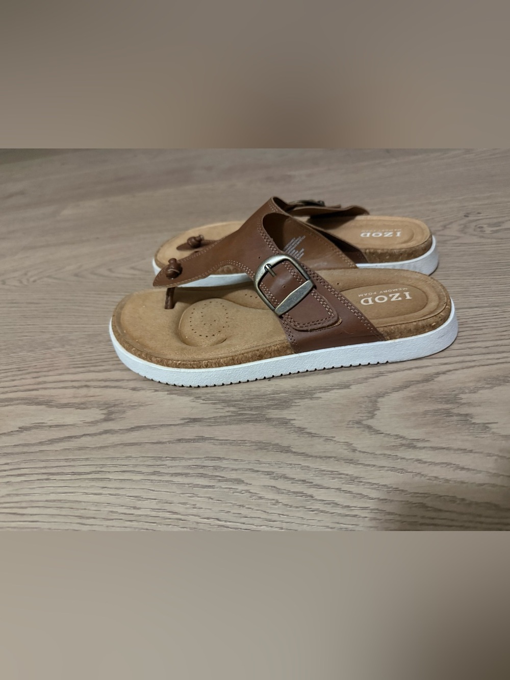 Izod Brown Buckle Thong Sandals - Women